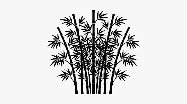 Tall bamboo stalks with dense green leaves illustration.