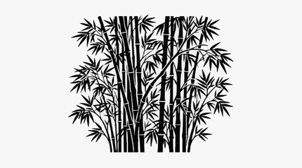 Tall bamboo forest with dense green foliage illustration. © Muhmd