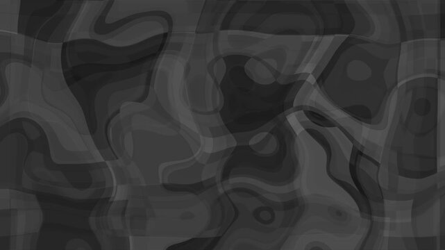 Dark abstract grayscale background with swirling, wavy, and blocky organic shapes creating a textured, fluid, and somewhat distorted visual effect.
