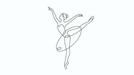Elegant Ballerina Dancing One Line Drawing © illustration 