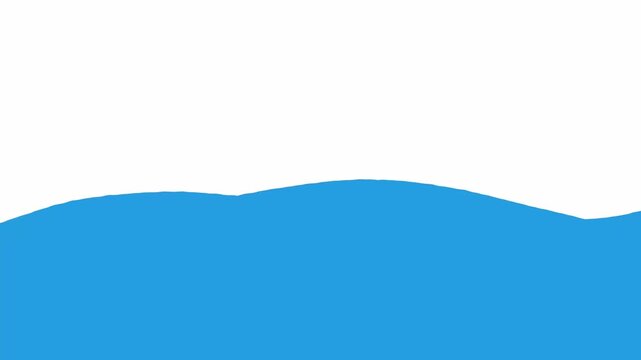 Blue water waves ripple against a clean white background. Simple motion suggests gentle movement, calm flow. Perfect for digital designs, presentations, or media assets. No people, no animals