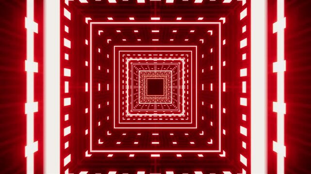 Red Square Tunnel Loop with Grid Patterns
