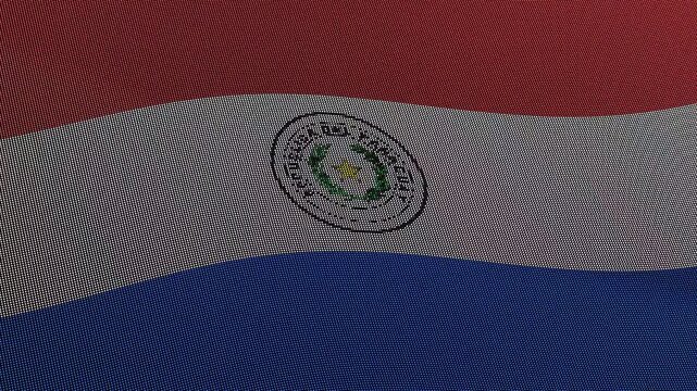 Paraguay Flag Digital Particle Waving Seamless Loop Animation on Black Background