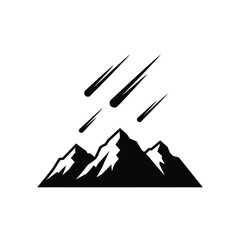 Black silhouette of mountain peaks meteors. © Fina