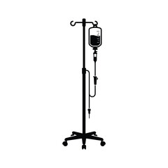 Fototapeta premium Medical intravenous iv drip stand silhouette illustration for hospital treatment services.