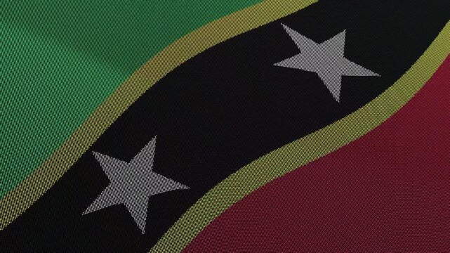 Saint Kitts and Nevis Flag Digital Particle Waving Seamless Loop Animation on Black Background
