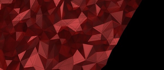 Red abstract geometric polygonal mesh surface texture background with dark shadows and highlights. © vegefox.com