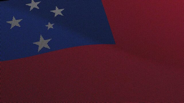 Samoa Flag Digital Particle Waving Seamless Loop Animation on Black Background