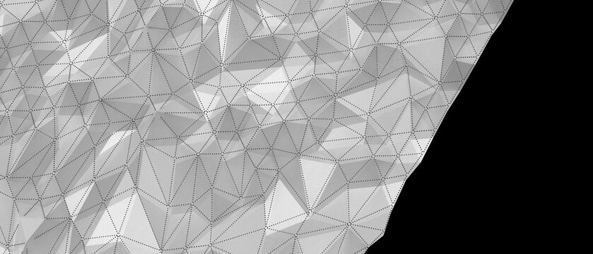 A detailed abstract geometric pattern with interconnected triangles and subtle shading