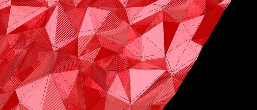 Detailed abstract low poly background with red gradient and geometric shapes