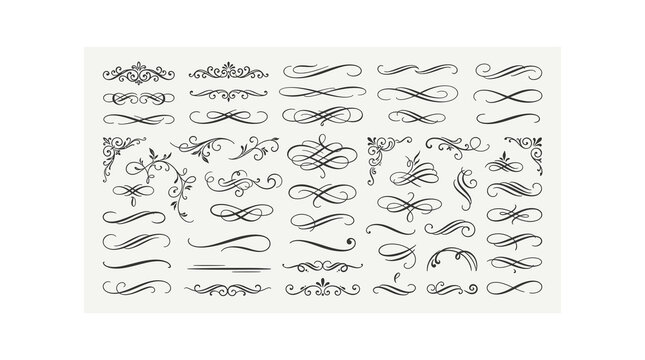 Elegant black decorative scrollwork and swirl designs