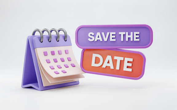 3D calendar with save the date notification for event planning and appointments
