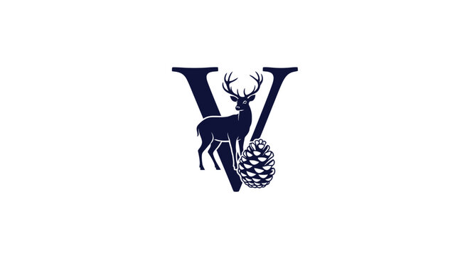 Stylized Deer and Pinecone Logo Design.