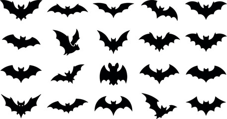 Fototapeta premium Halloween bat silhouette bundle set collection on white background