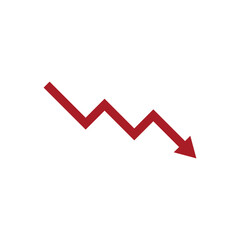Obraz premium Red downward zigzag arrow vector illustration Vector