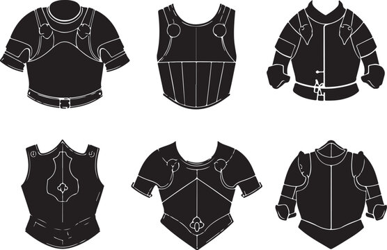 Black silhouette clothing six torso and jacket outlines white