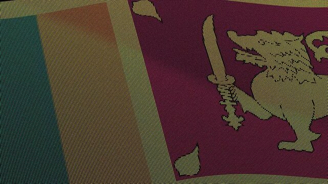 Sri Lanka Flag Digital Particle Waving Seamless Loop Animation on Black Background