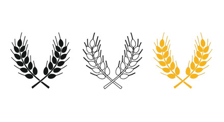 Obraz premium Abstract wheat stalk icons in black gray and gold colors for design and agriculture themes.