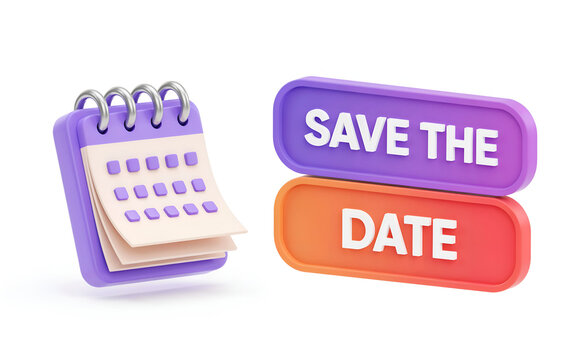 Calendar and save the date reminder with bright gradient buttons for event planning and scheduling