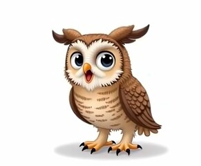 Obraz premium Great Horned Owl with Surprised Expression in Detailed Portrait
