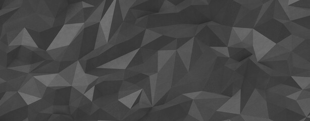 Obraz premium Monochromatic dark geometric abstract low poly background pattern with subtle textures.