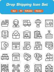 Fototapeta premium Drop Shipping Icon Set - E-commerce and Logistics Vector Graphics