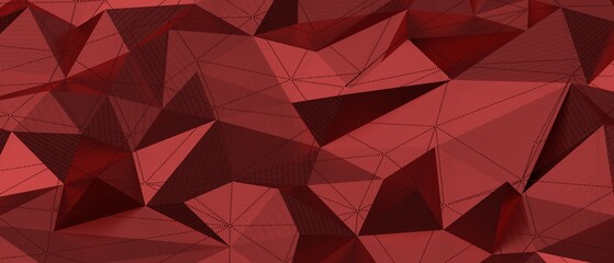 Naklejka premium Dark red abstract low poly geometric pattern with textured surfaces for backgrounds