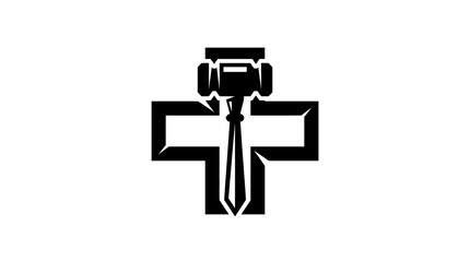 Fototapeta premium Black and white professional work medical cross symbol icon