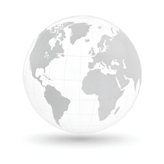 Fototapeta premium Minimalist Semi-Transparent World Globe Icon on White Background