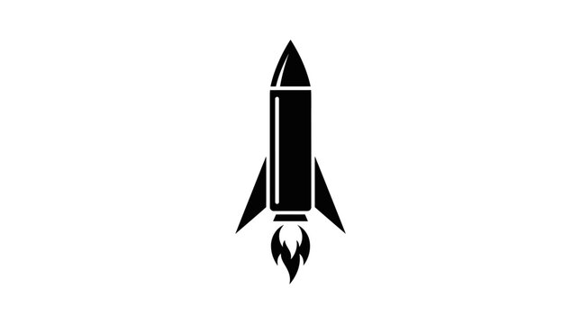 A sleek rocket ship blasts off into the sky with flames and smoke.