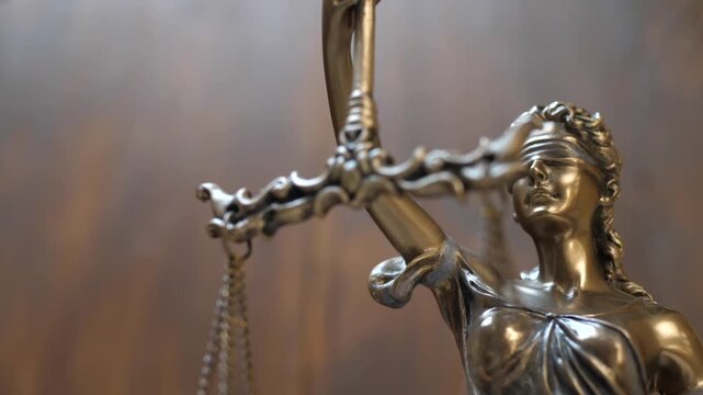 Lady Justice Statue With Scales Close Up
