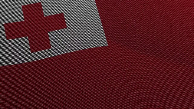 Tonga Flag Digital Particle Waving Seamless Loop Animation on Black Background