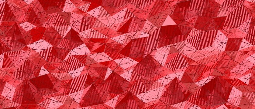 Dynamic red abstract background with textured triangular polygons and geometric overlay