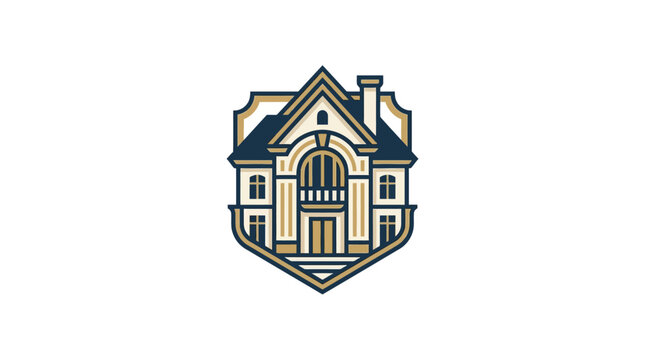 Large house with a steep roof.