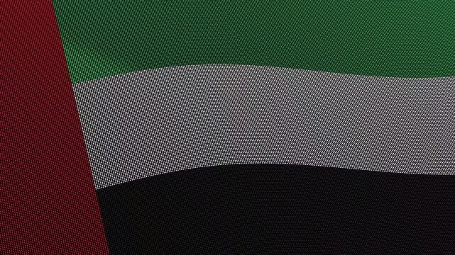 United Arab Emirates Flag Digital Particle Waving Seamless Loop Animation on Black Background
