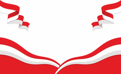 Obraz premium Red and White Independence Day Background with Waving Ribbon Flags