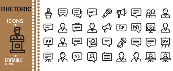 Fototapeta premium Public Speaking Debate and Oratory Vector Icon Collection