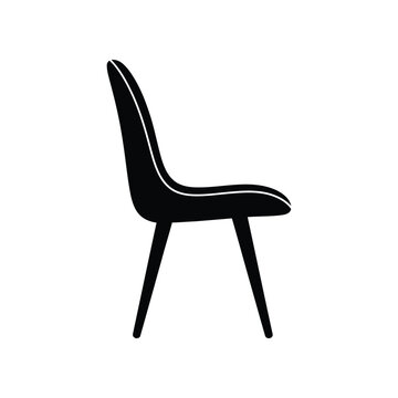 Minimalist black molded plastic chair silhouette on a clean white background for interior design concept