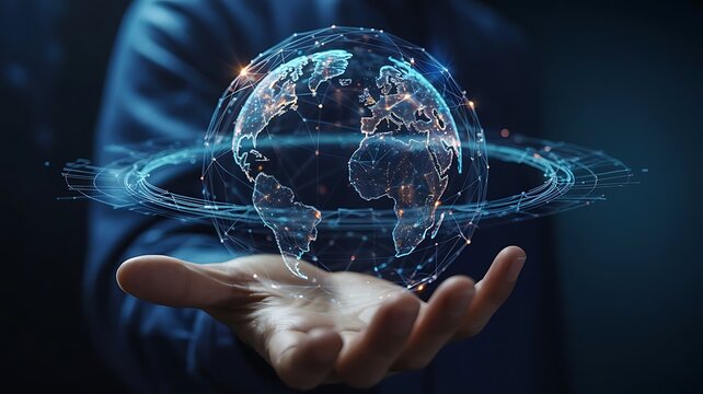 Hand Holding Digital Globe With Global Network Connections Displayed