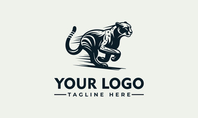 Dynamic running cheetah vector logo illustration, powerful wild animal emblem design for speed and agility concepts © nuaari