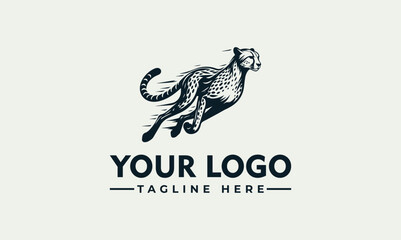 Dynamic running cheetah vector logo illustration, a powerful wild animal graphic design template © nuaari