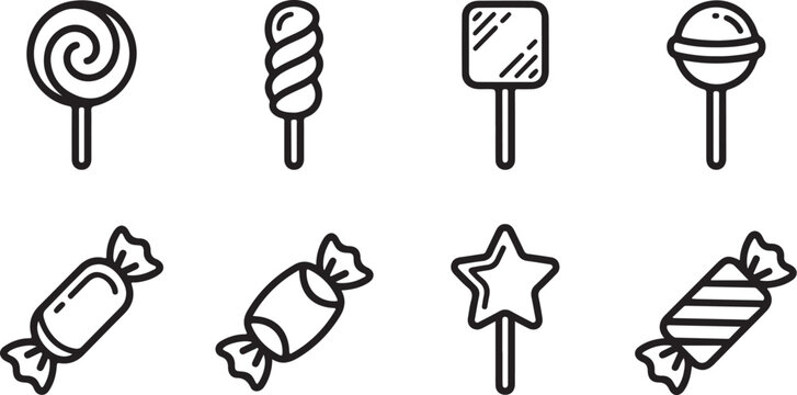 Assorted lollipops and candy icons set