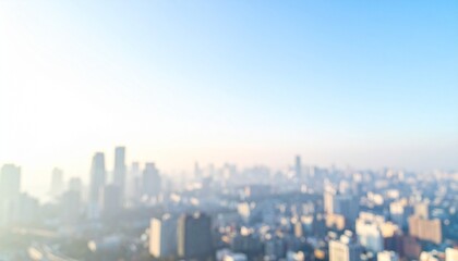 Fototapeta premium 都会のオフィスビル街のぼやけたイメージ画像 青空の背景 ソフトフォーカス、背景ボケ