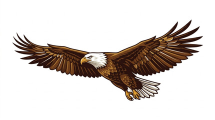 Obraz premium Majestic bald eagle flying vector illustration isolated on white background