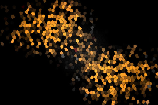 Abstract golden bokeh particles floating on a deep black background with particles abstract background backdrop floating wallpaper celebration composition decorative
