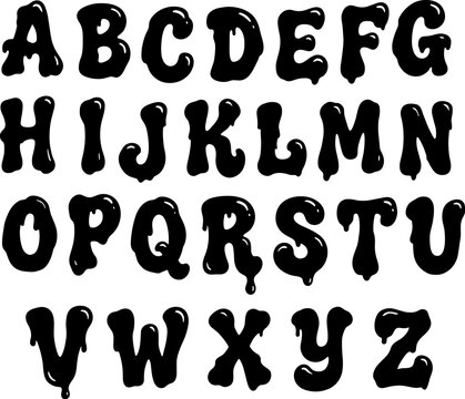 liquid fonts in black over white