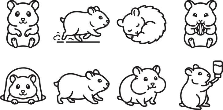 Cartoon hamsters in various cute poses