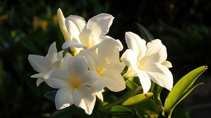 Obraz premium Delicate white flowers bathed in warm sunlight bloom