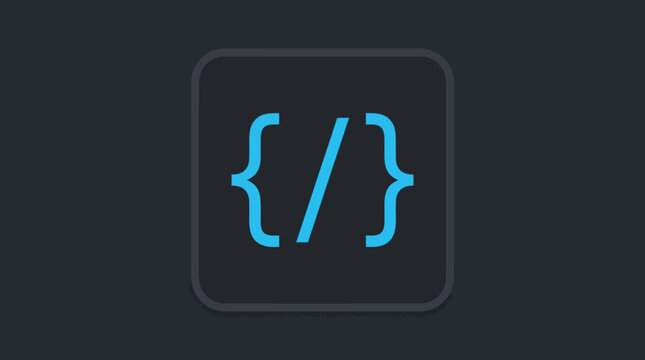 A graphic illustration of blue coding brackets on a dark background