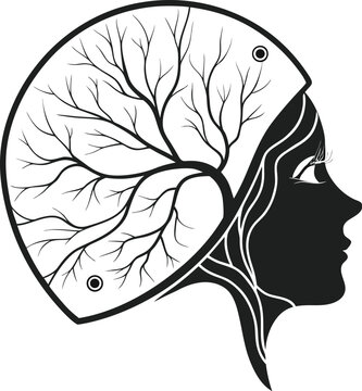 silhouette of a girl with fish